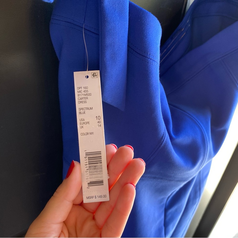NWT GIANNI BINI Royal Blue Bow Off Shoulder Fitted Tie Dress Size 10 - Picture 10 of 13
